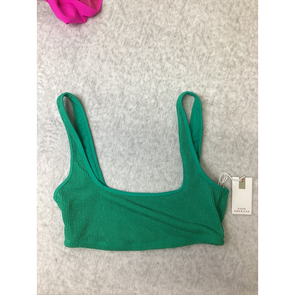 Good American Always Fits Scoop Bikini Top Jade Green Crinkle GSW1035 2XL/3XL